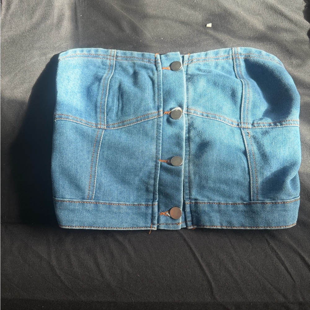 Blue Denim Strapless Top